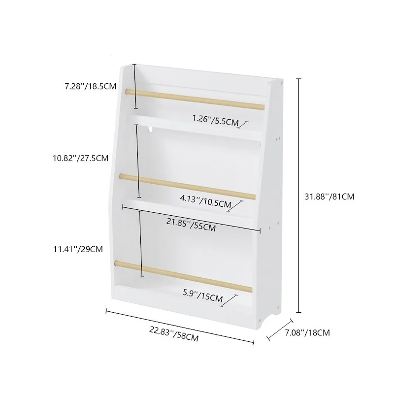 White 3-Tier Kids Book Rack, Single-Child Use