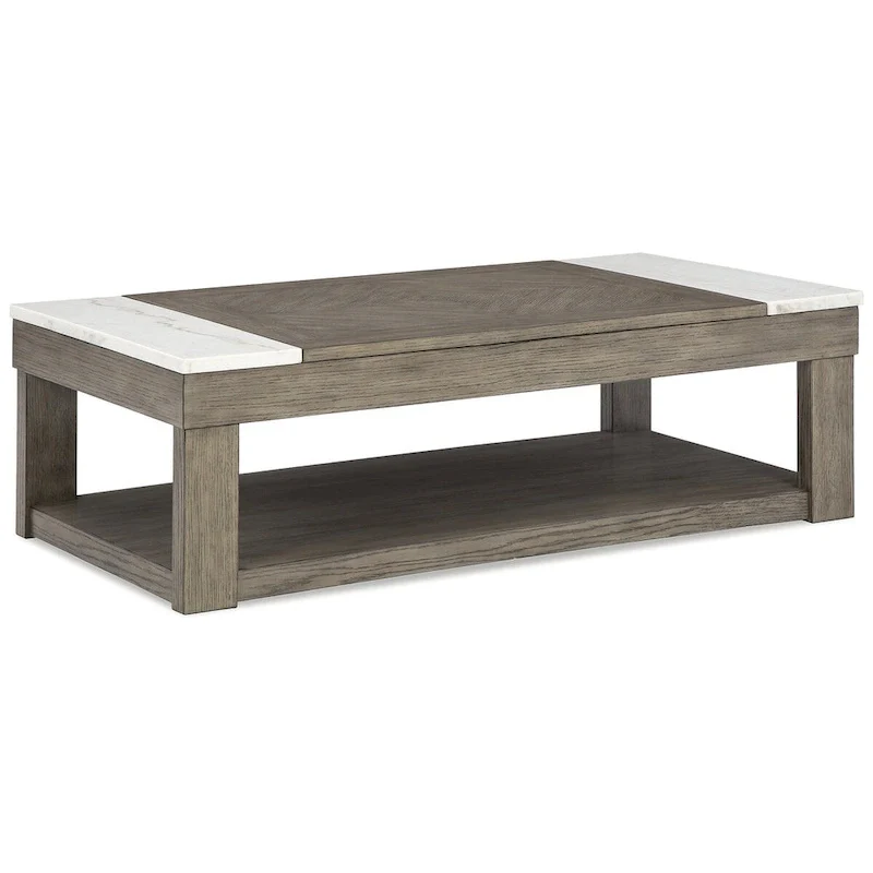 Signature Design by Ashley Loyaska Grayish Brown/White Lift-Top Coffee Table - 56.13 W x 28.25 D x 18.13 H