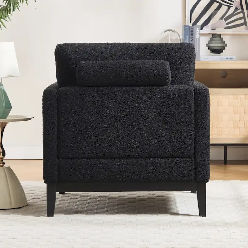 35.4 W Modern Reading Chair,Upholstered Accent Chair with Pillows and Wood Legs