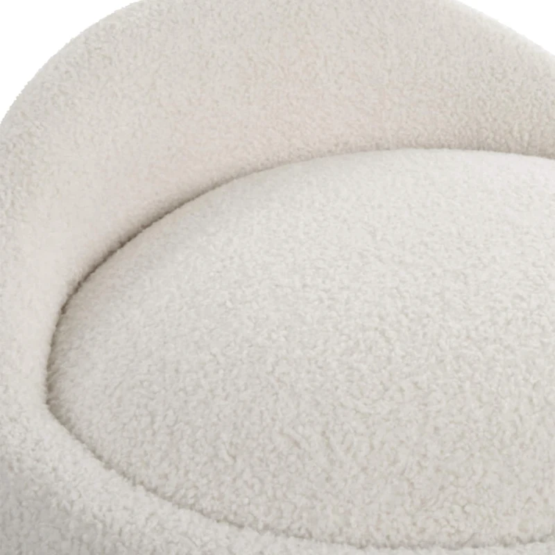 Upholstered Fluffy Swivel Pouf Ottoman - 24 - White and Brown
