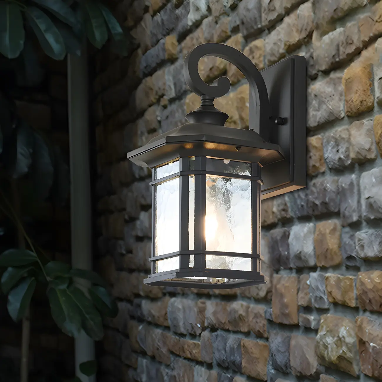 Rustic Black Glass 12.5”H Outdoor LED Wall Lantern