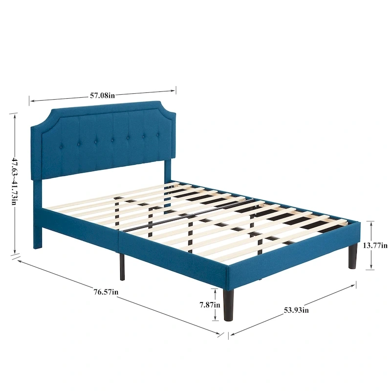 Javlergo Modern Upholstered Bed Frame with Height Adjustable Headboard, No Box Spring Needed