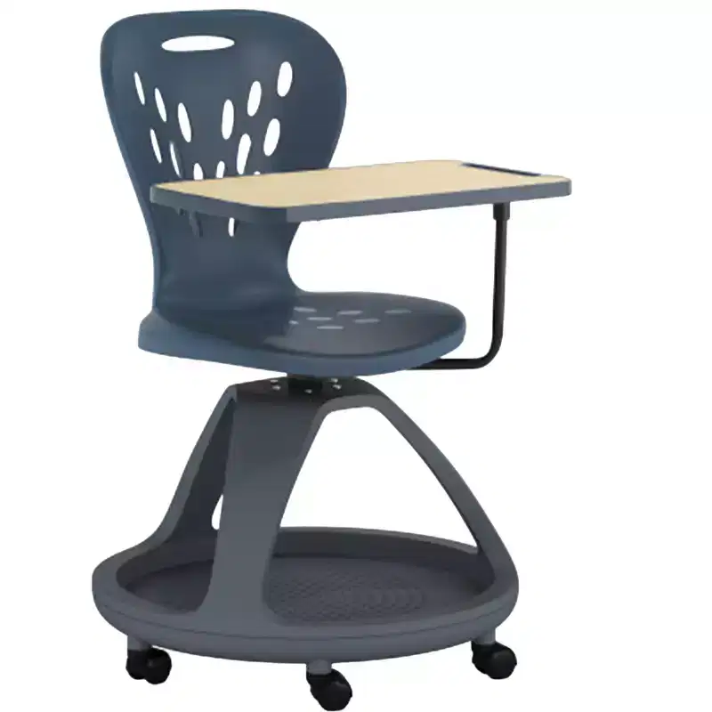 Flash Furniture Laikyn Dark Gray Mobile Desk Chair with 360 Degree Tablet Rotation and Under Seat Storage Cubby