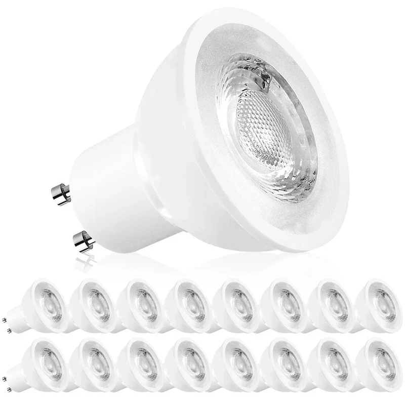 Luxrite MR16 GU10 LED Bulbs Dimmable, 50W Halogen Equivalent, 500 Lumens, 120V, Enclosed Fixture Rated (16 Pack)
