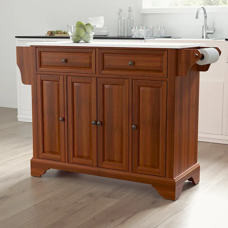 Lafayette Cherry Granite Top Full Size Kitchen Island/Cart - 51.5W x 18D x 36H