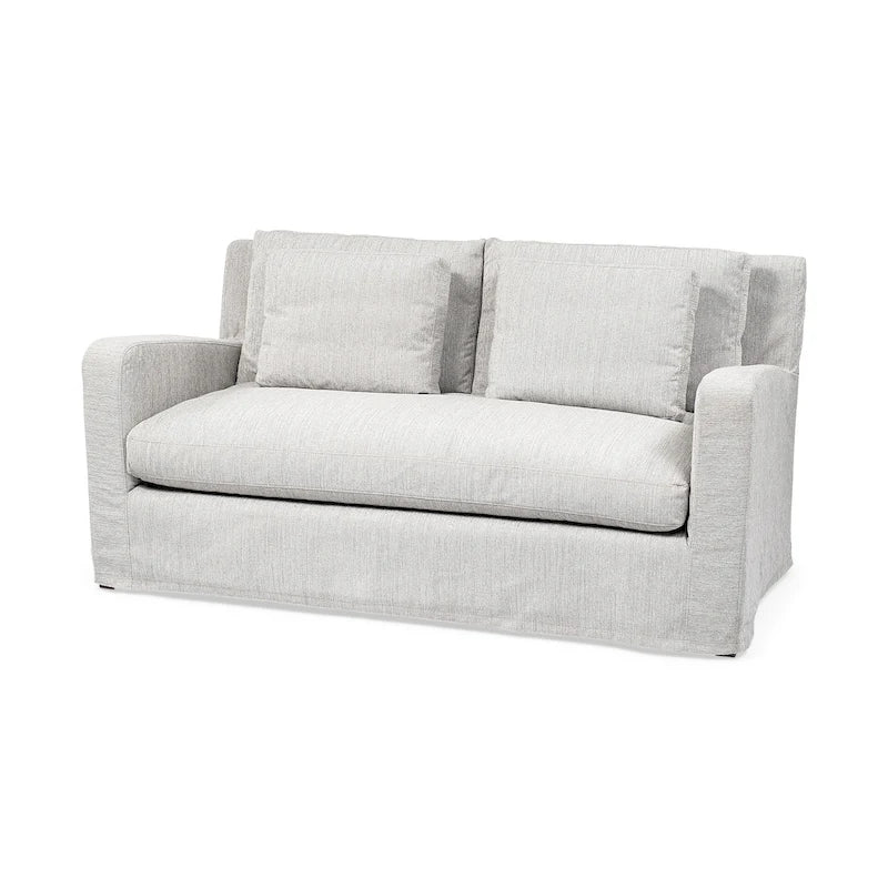 Denly I Beige Slipcover Two Seater Sofa