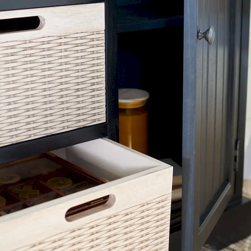 2-Drawer And 3 Removable Baskets Console Table - 39.8 W x 12.5 L x 29.5 H