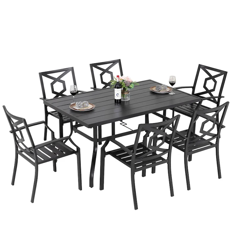 NUU GARDEN Outdoor 7-Piece Iron Dining Set