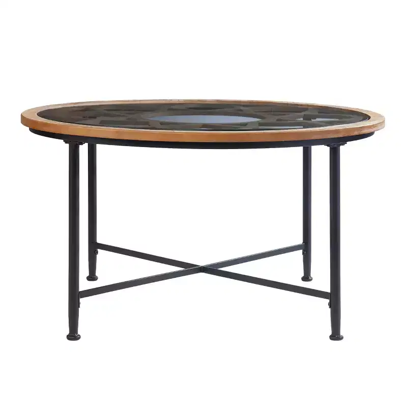 Melvoir Glass-Top Cocktail Table - Black - SEI