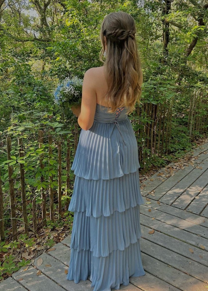 Strapless Emerald Green Ruffle Multi-Layer Long Prom Dress