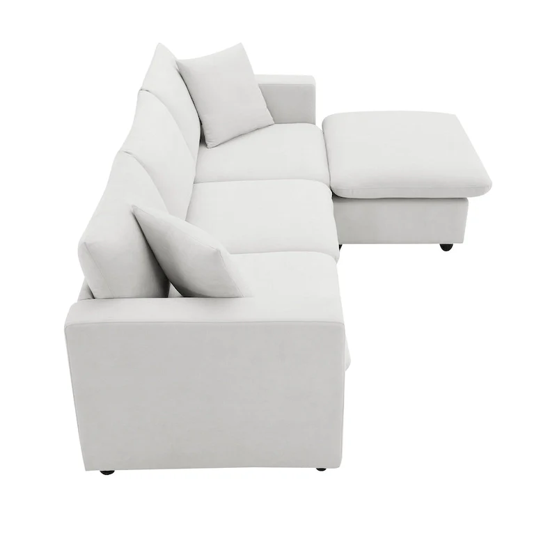 101  L-Shaped Cloud Sectional Sofa with Ottoman & Pocket Springs