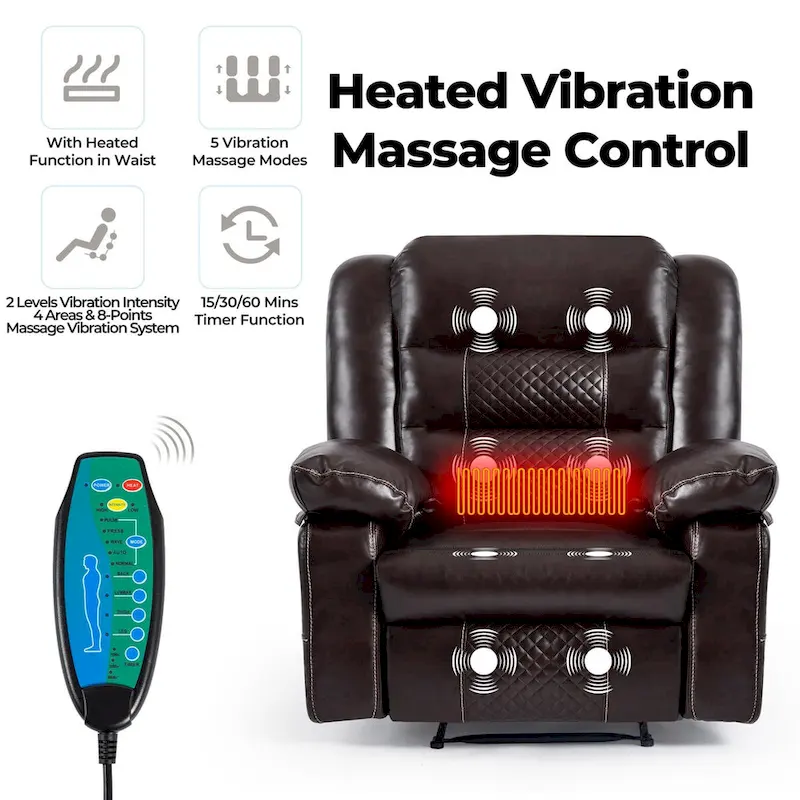 Breathable Leather Massage Recliner Chair Manual Living Room Reclining Sofa