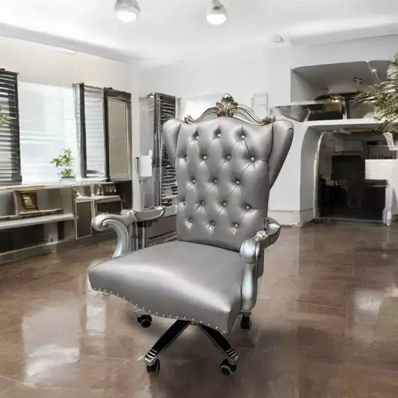 28" Versailles PU Executive Office Chair Silver/Antique Platinum - Acme Furniture: Adjustable, Swivel, Poplar Wood Frame