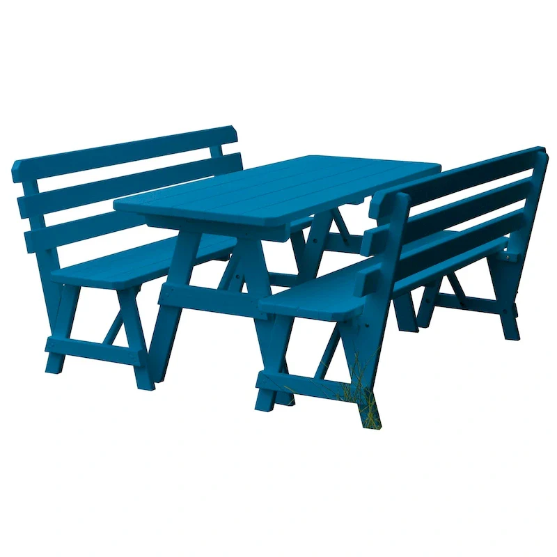 Pine 8' Picnic Table with 2 Backed Benches