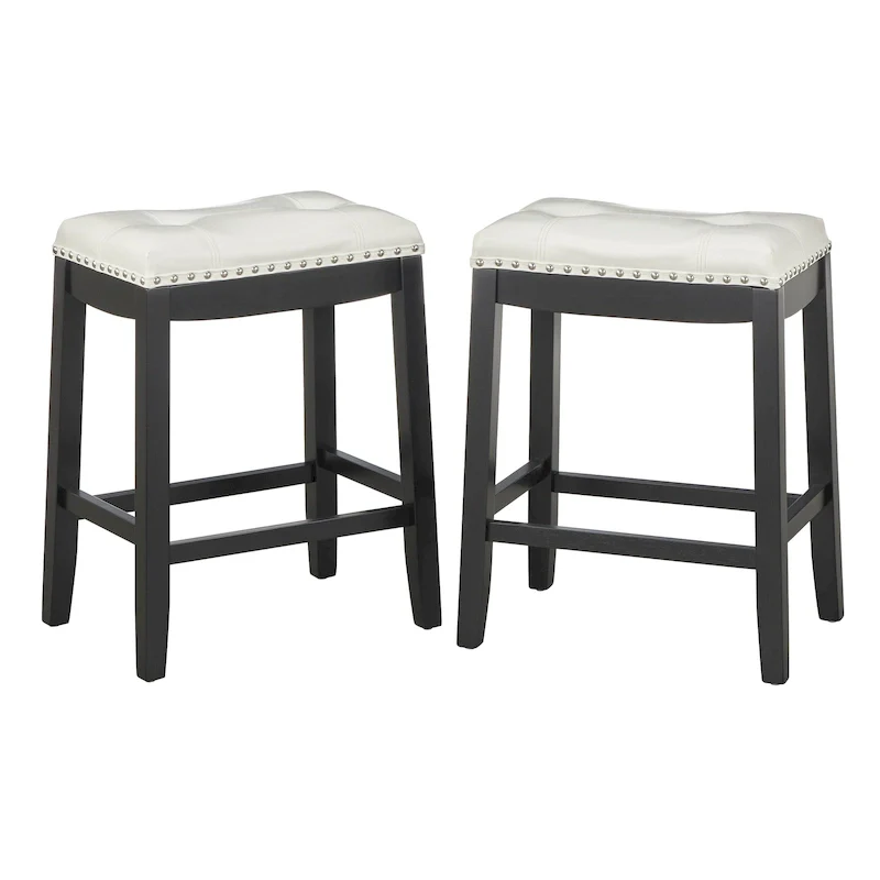 Simple Living Lonnie 24-inch Padded Counter Height Saddle Stools (Set of 2)