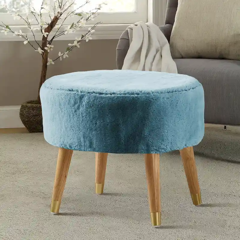 Serenta Heavy FauxFur Oval Ottoman