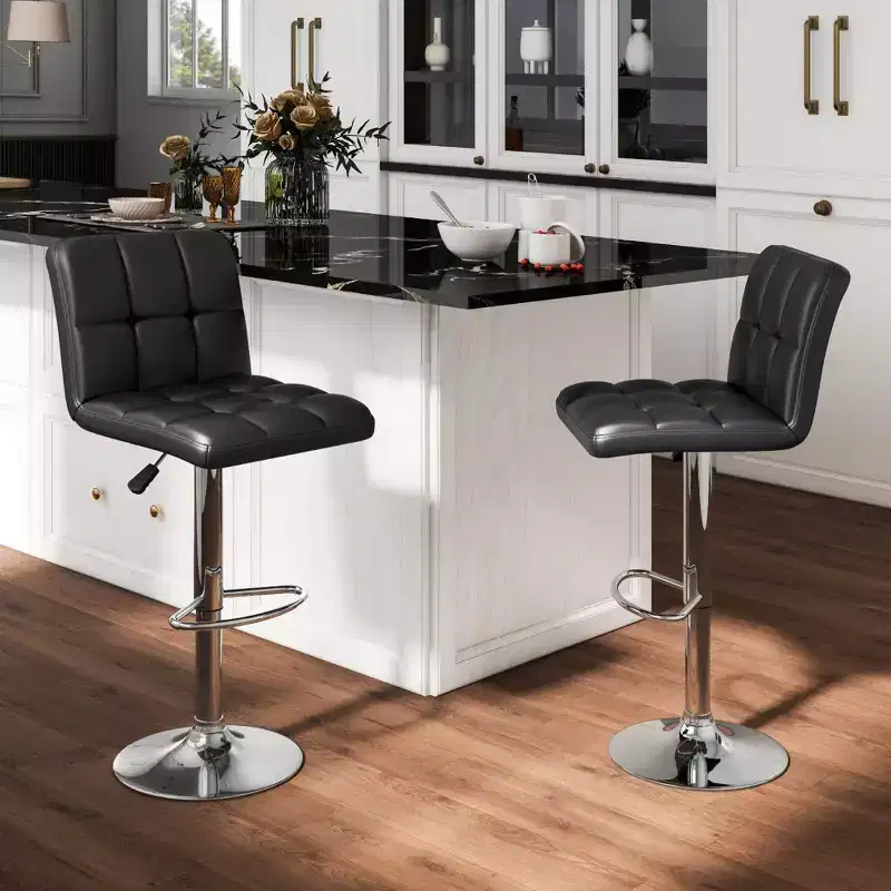 Costway Modern Swivel Bar Stools Set of 2 with Heavy-duty Metal Base & Footrest Back White/Black/Brown