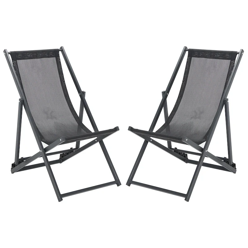 SAFAVIEH Outdoor Malaya Set of 2 Sling Chairs - 36 W x 22 D x 30 H - 36Wx22Dx30H