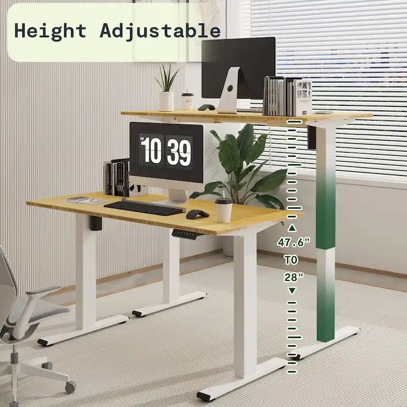 Bamboo Electric Height Adjustable Standing Desk - Single User