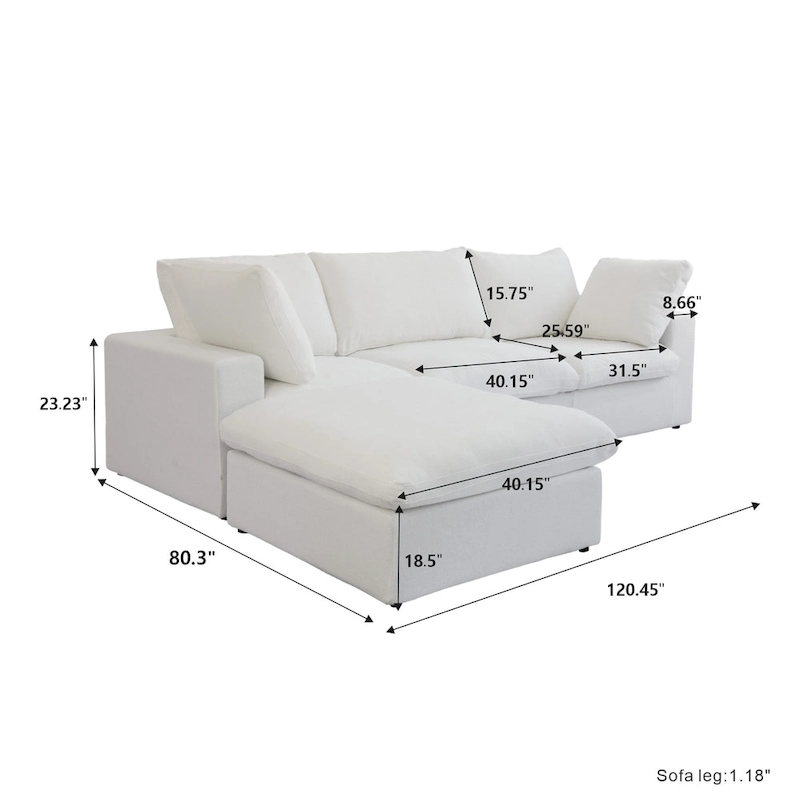 L-shape Linen Upholstered Sectional Sofa Couch