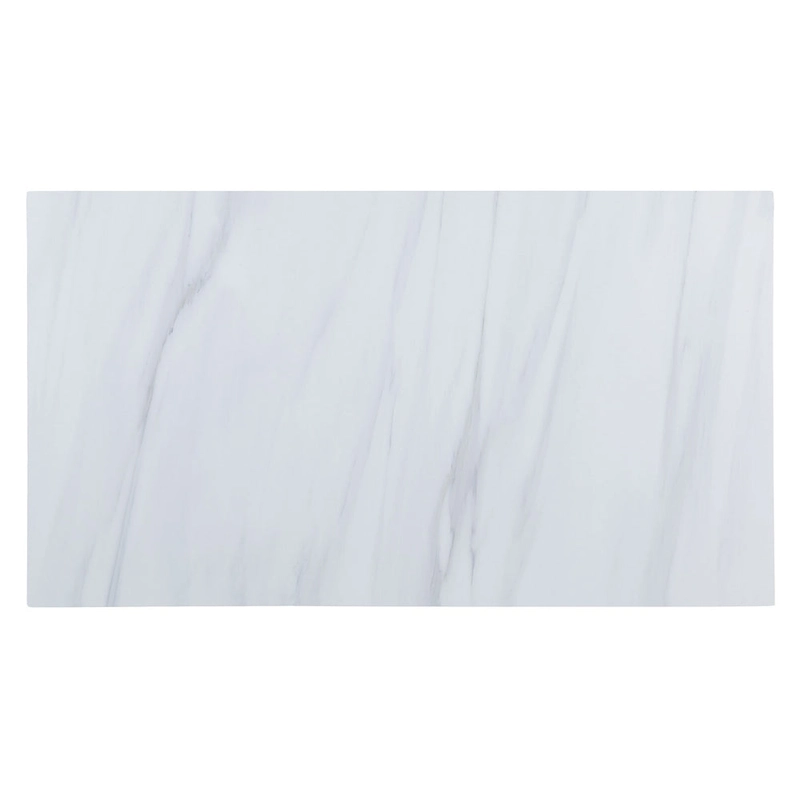 Marble Top Kitchen Island with 2 Open Shelves in White and Gray