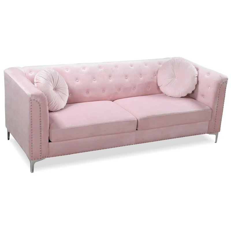 Pompano Velvet Button Tufted Sofa