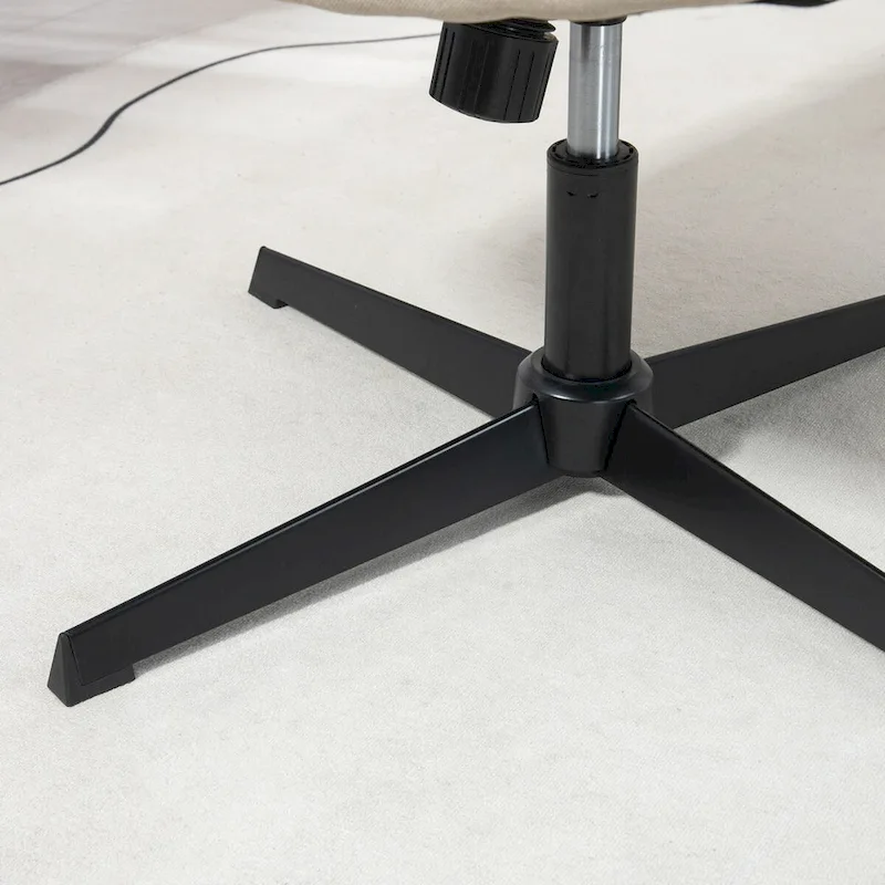 HOMCOM Wide Office Chair, Armless Office Desk Chair, Computer Fabric Vanity Chair with Adjustable Height