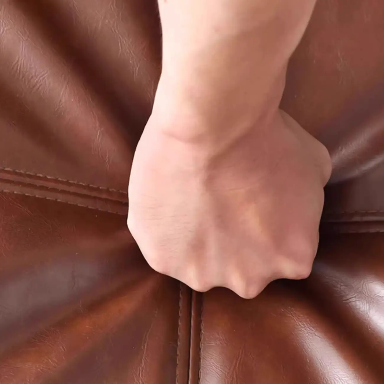 Mid-Century Modern Top Grain Leather Arm Chair Wood Frame