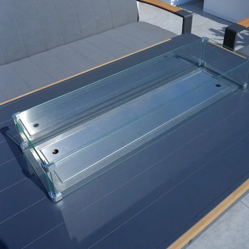 4-Piece Patio Acrylic Conversation Set with Firepit Table and BBQ Grill