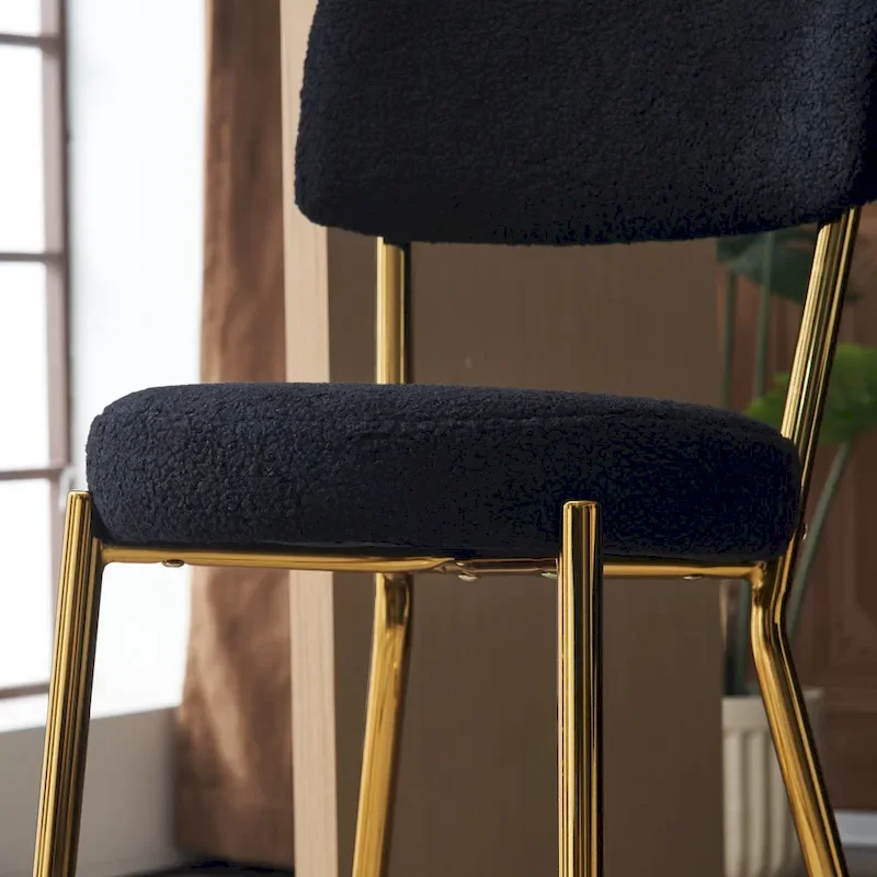 Set of 2/Set of 4 Modern Teddy Fabric Upholstered Bar Stools with Metal Base