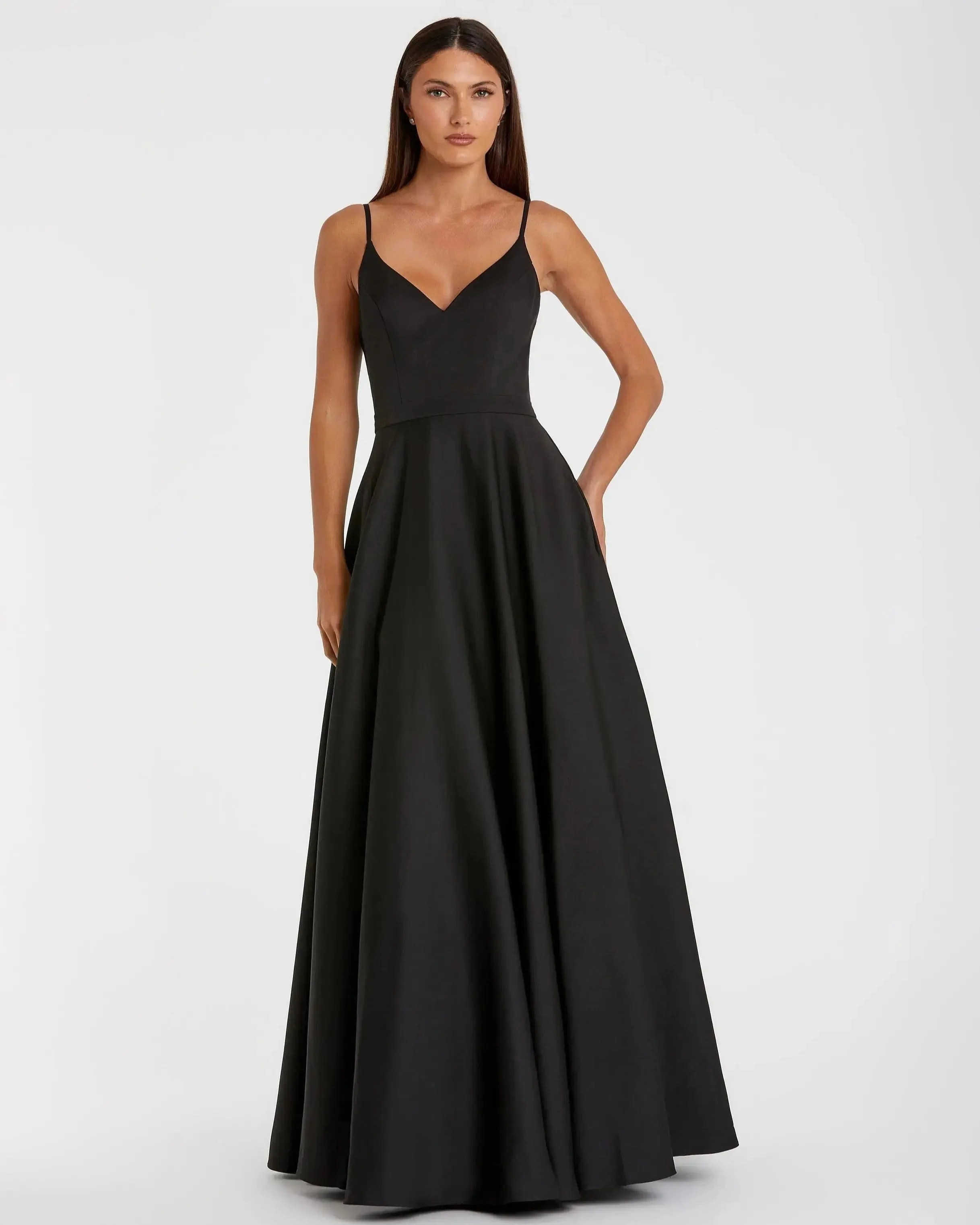 Black Classic A-Line V-Neck Ballgown