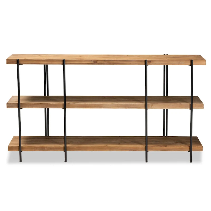 Tarah Brown Finished Wood and Black Finished Metal Console Table