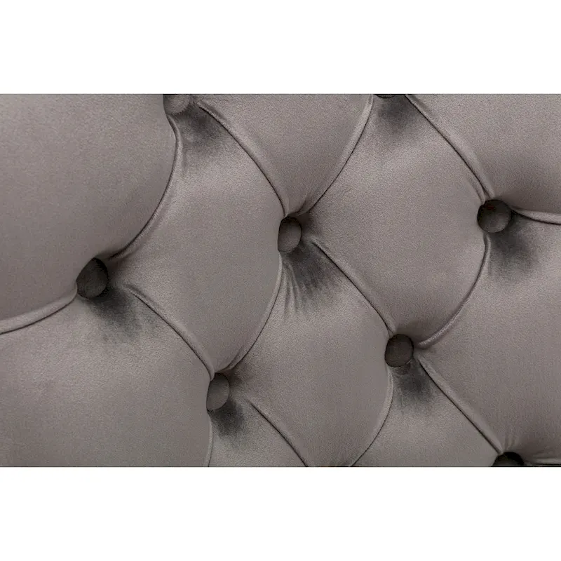 Modern Set of 2 Velvet Tufted Dining Chair with Wood Legs and Nailhead Trim