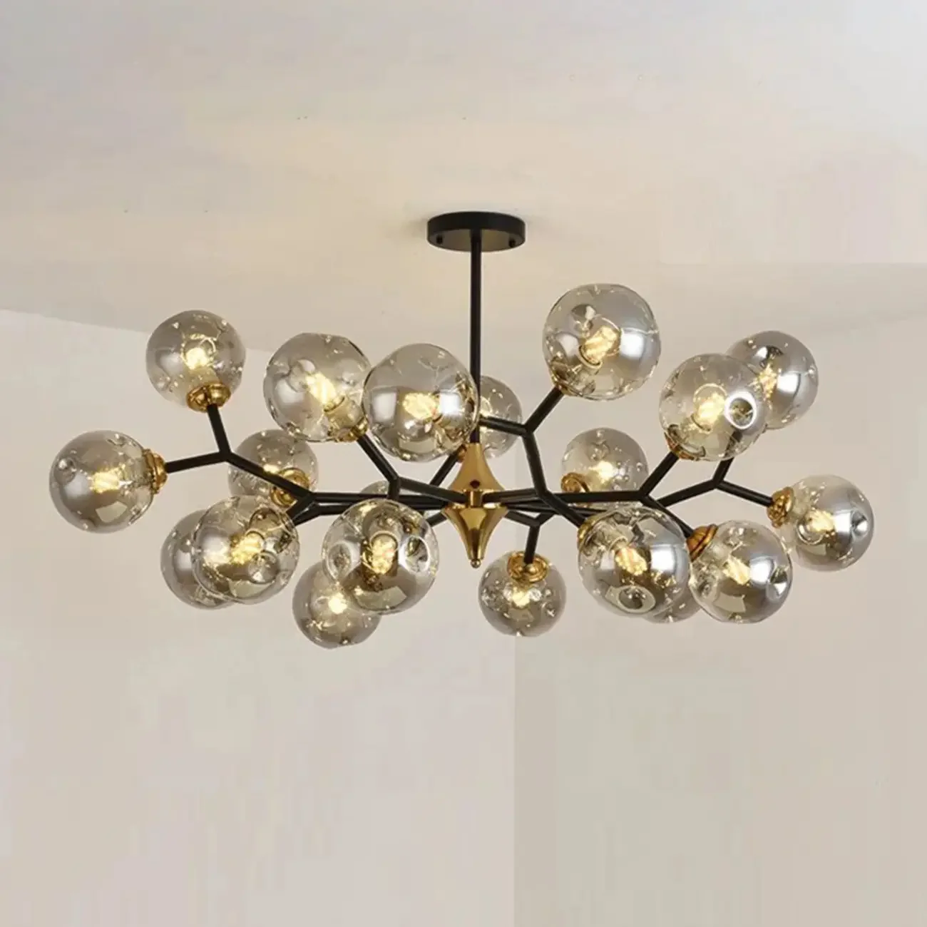 Modern Black Gold Glass Sputnik Chandelier