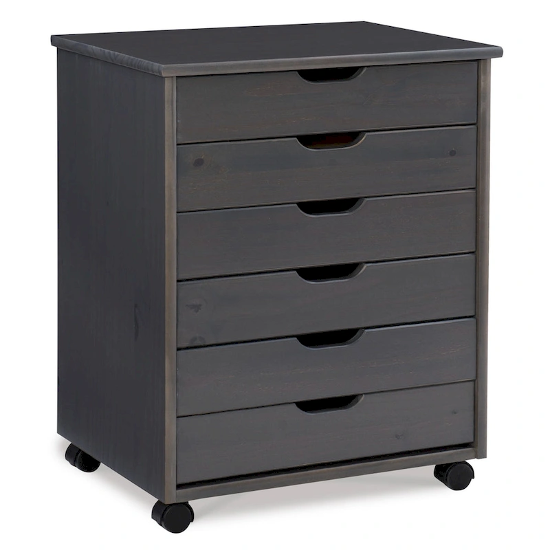 25.25 Gray Wide Rolling Storage Cabinet with 6 Drawer