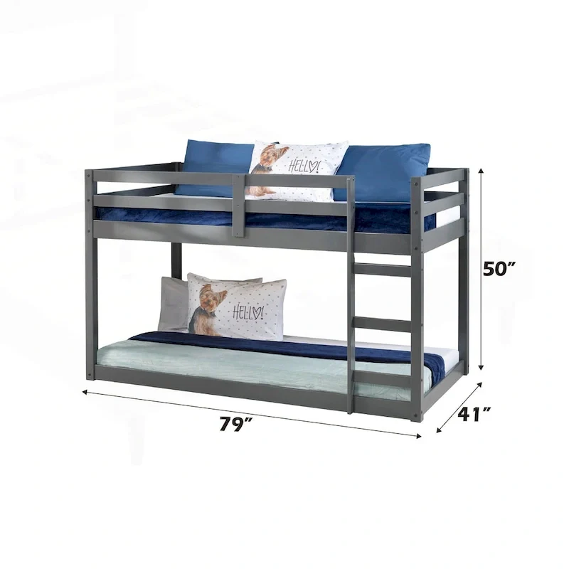 Twin Loft Bed with Slats and Guard Rail
