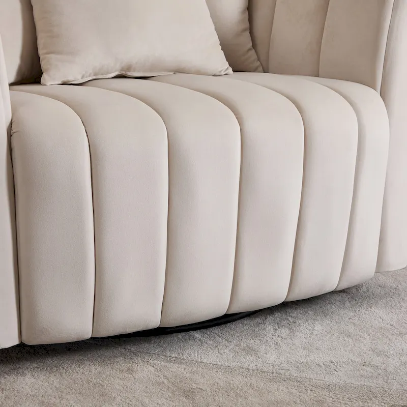 Modern Velvet Swivel Accent Chair,Sofa Chair with Pillows