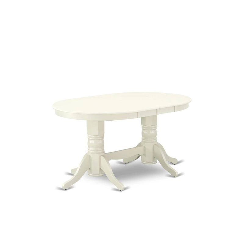 East West Furniture 9 Piece Kitchen Table Set- an Oval Dining Table and 8 Cream Linen Fabric Parson Chairs, Linen White