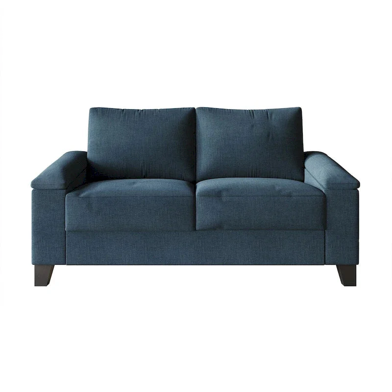 Linen Upholstered Loveseat with Black Legs