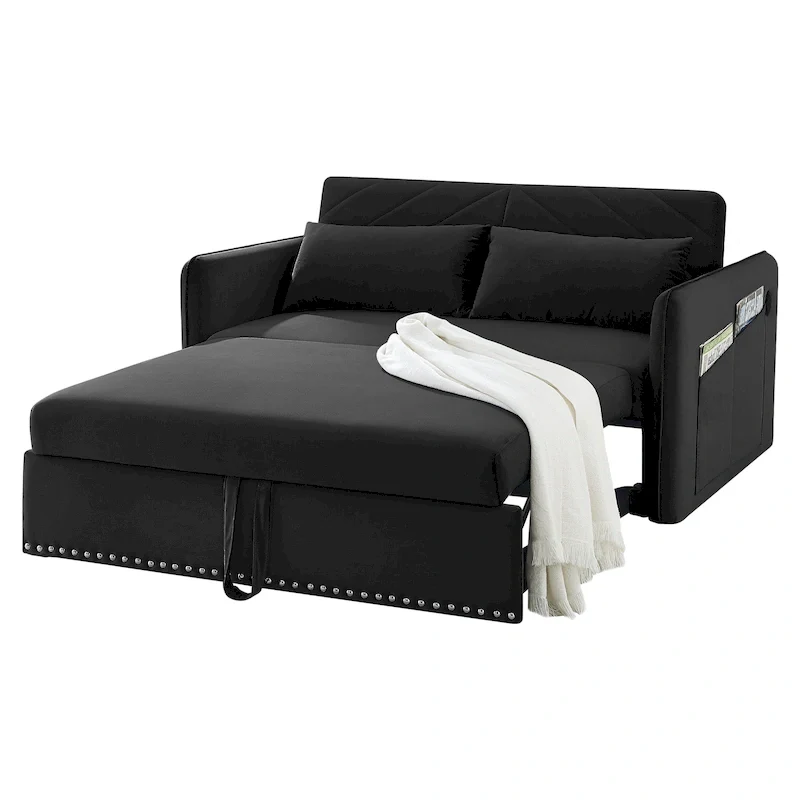 Aukfa 3 in 1 Convertible Sofa Bed Velvet Loveseat Sleeper
