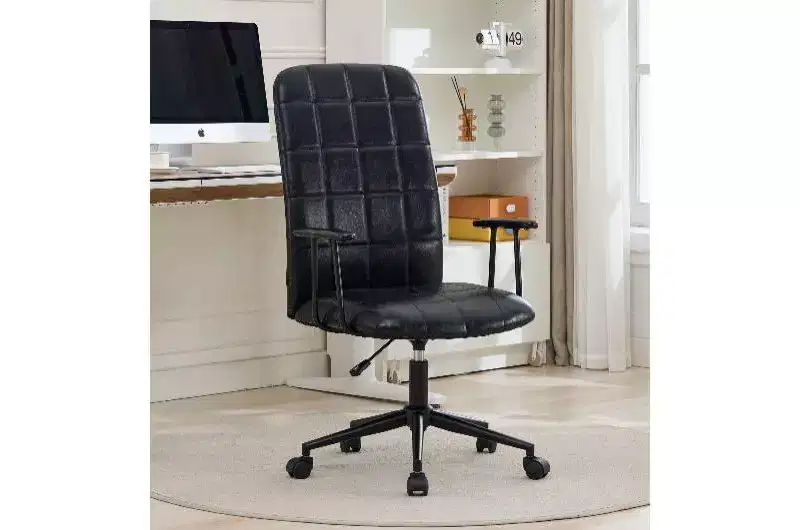 TUYOHW High Back Swivel Chair, Ergonomic Office Chair with Adjustable Gas Lift, PU Leather Home Office Desk Chair with Armrests & Wheels
