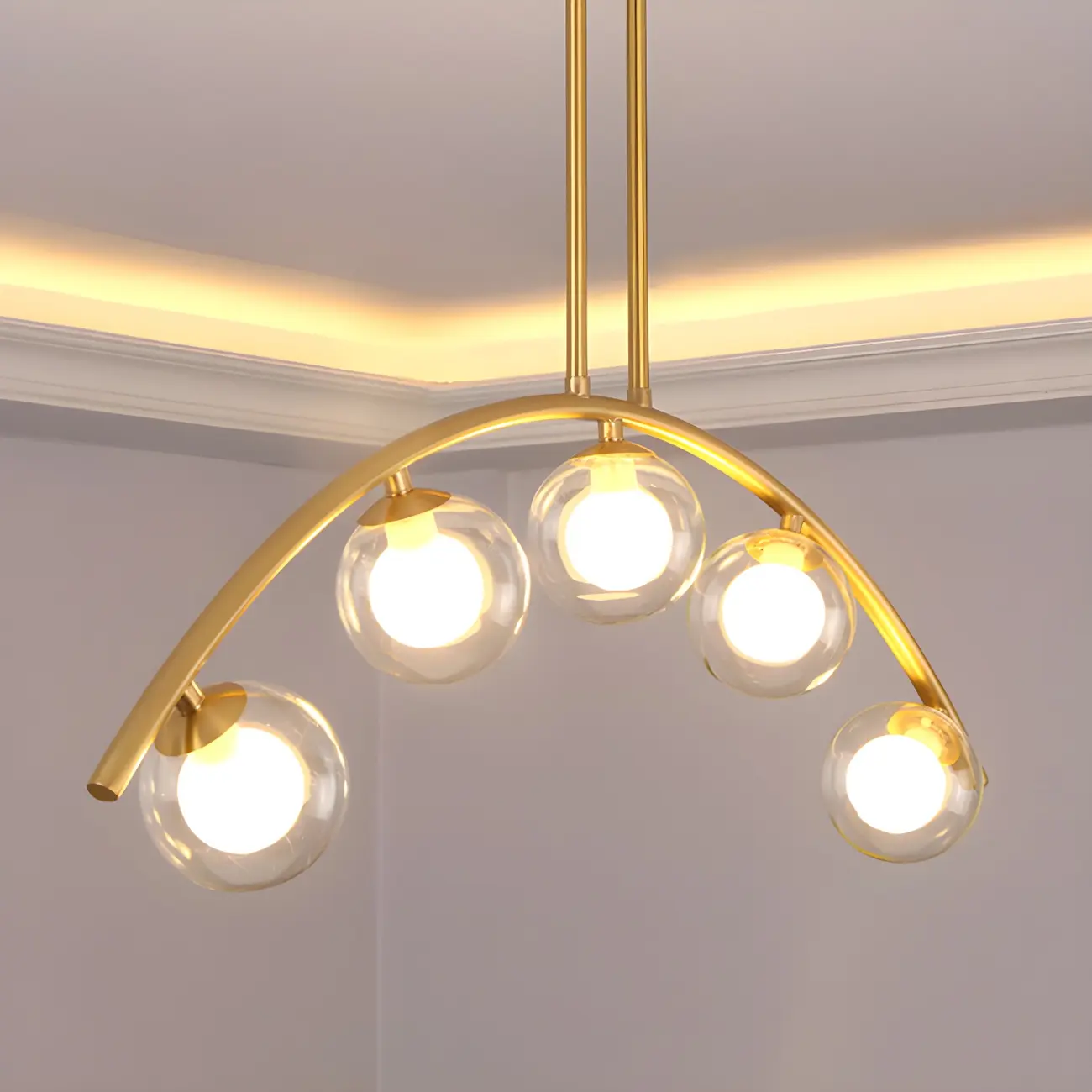 Trendy Modern Gold Arc Multi-Light Island Pendant