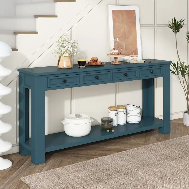 Rustic 4-drawer Entryway Console Table