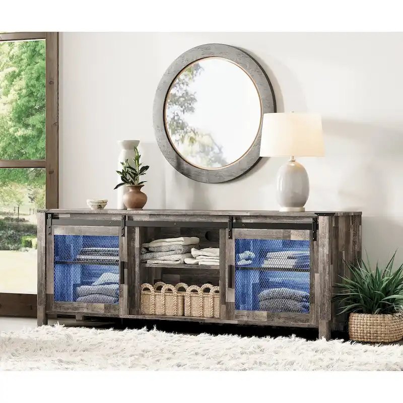 WAMPAT 36 inch 3 Sided Glass Electric Fireplace InsertBlack