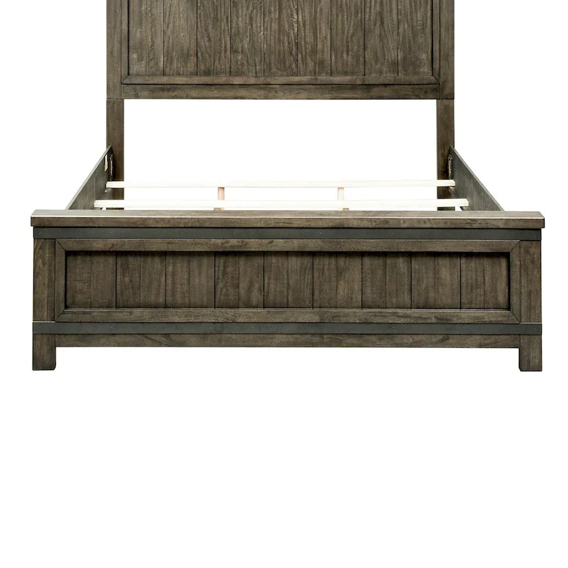 Dark Gray Rustic Panel Bed, Queen/King, 2-Person