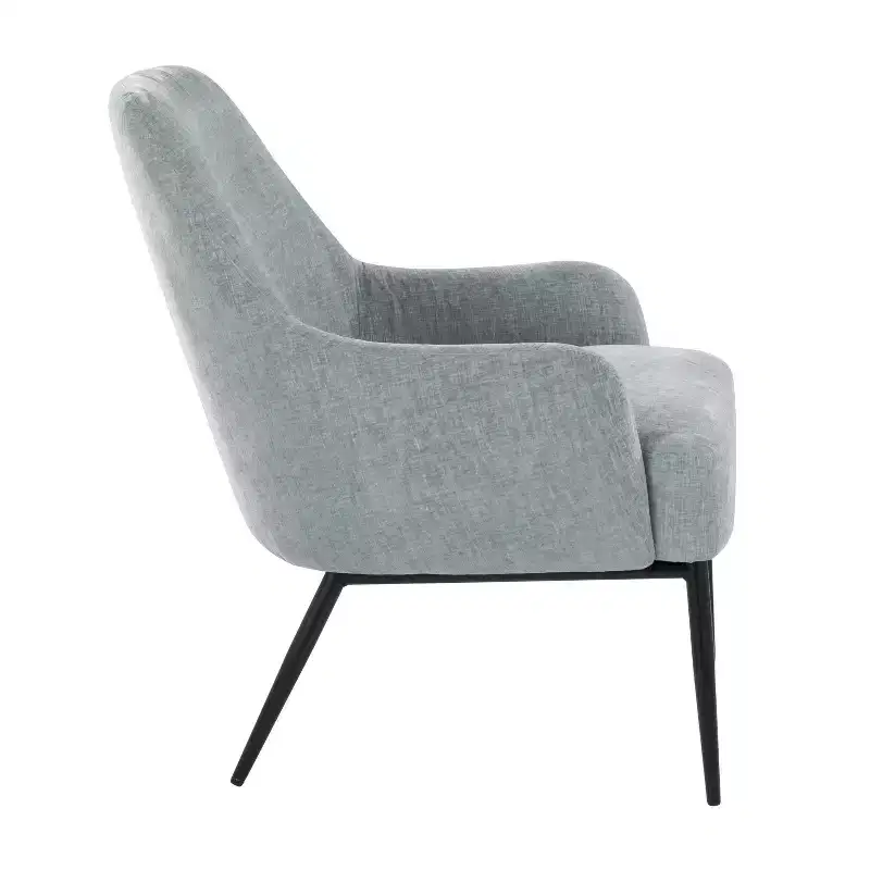 LumiSource Marcel Fabric Accent Chair Black Metal/Light Blue