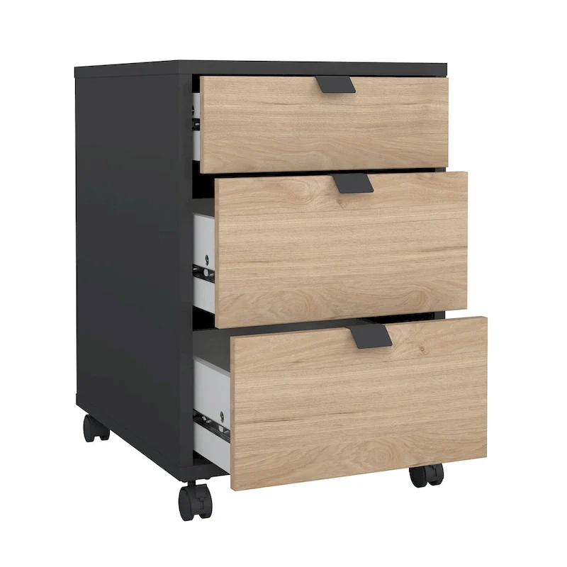 3-Drawer Mobile Cabinet with Wheels - Engineered Wood