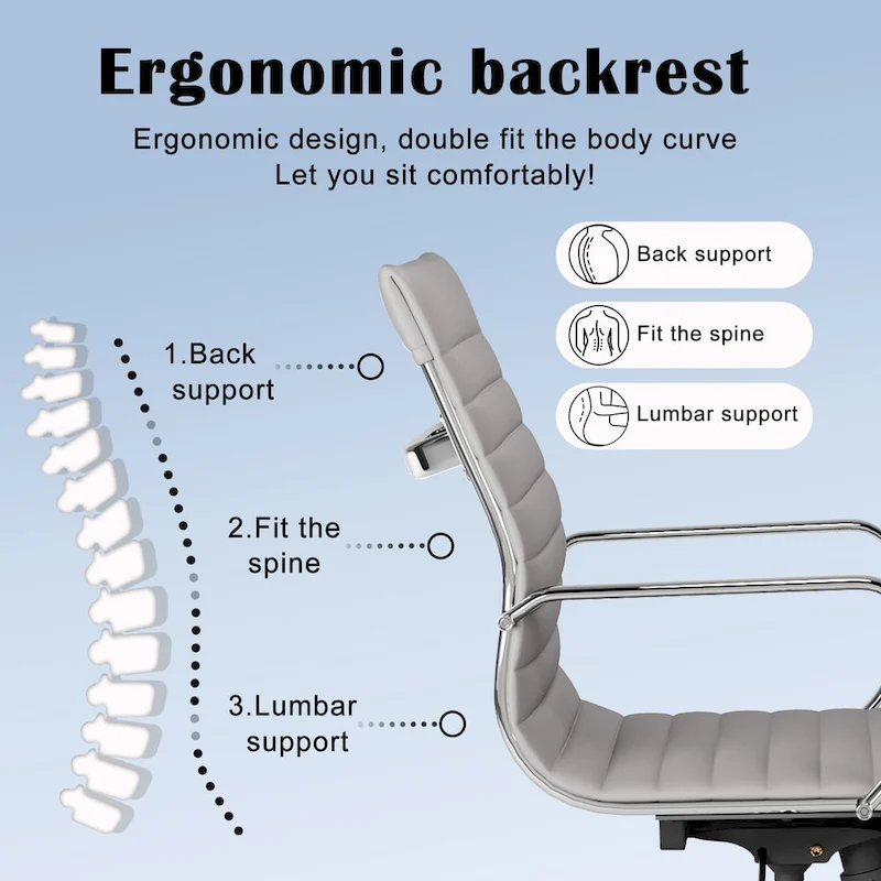 Black Ribbed Swivel Office Chair with Tilt Function