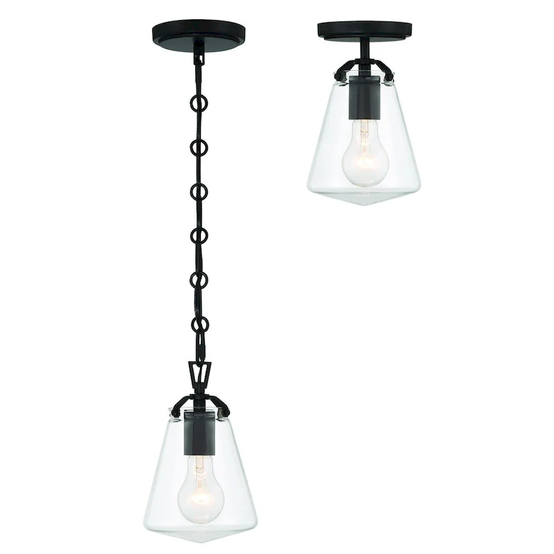 Voss 1 Light Matte Black Mini Pendant - 5.75 W x 9 H x 5.75 D
