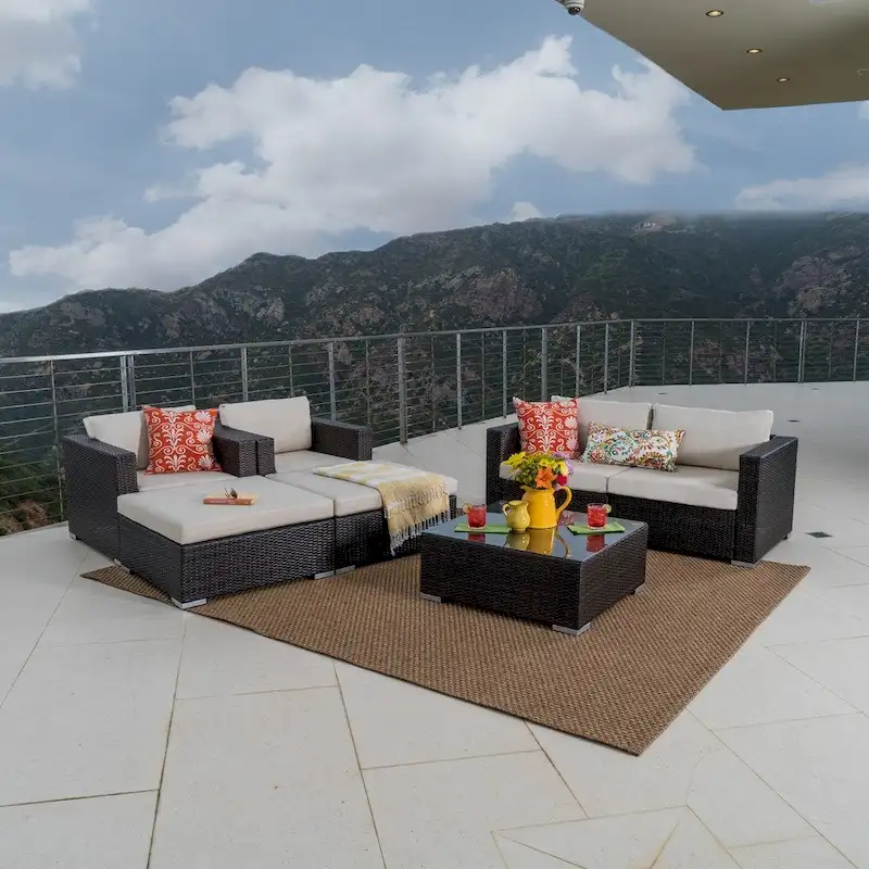 Santa Rosa Outdoor 7-piece Wicker Sectional Sofa Set with Cushions by Christopher Knight Home